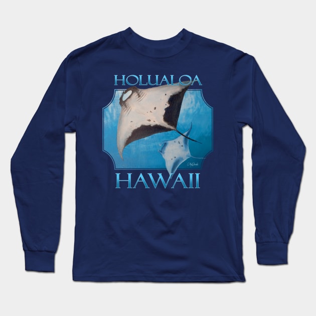 Holualoa Hawaii Manta Rays Sea Rays Ocean Long Sleeve T-Shirt by CMacDonaldArt